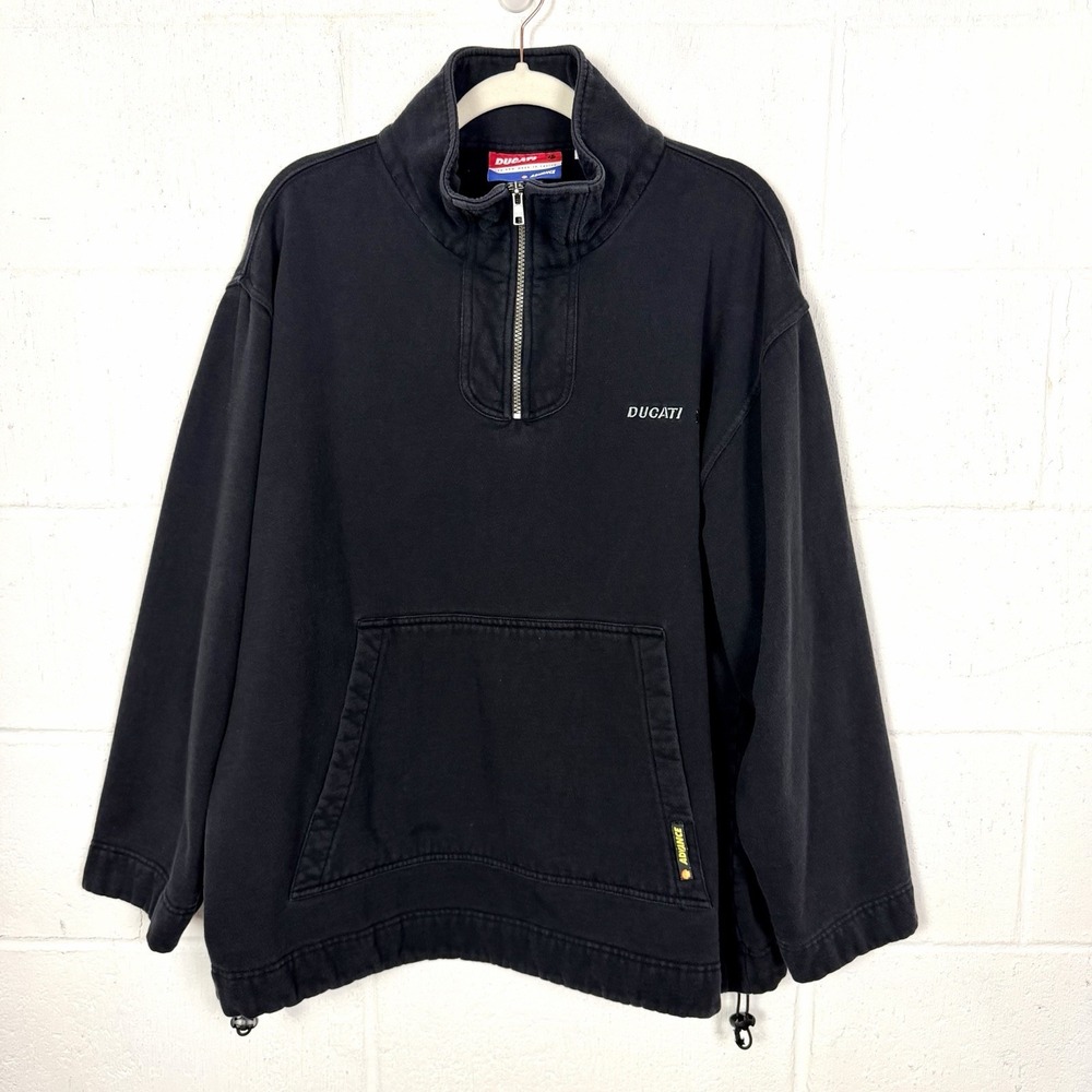 Vintage Ducati Racing 1/4 Zip Pullover Sweatshirt SZ XL Shell Advance Motorcycle